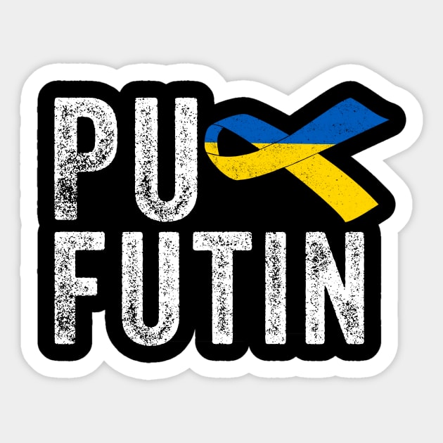 Puck Futin Ukraine Ribbon Stand With Ukraine Support Ukraine Sticker by fadi1994